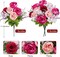 Spring Cemetery Flowers for Grave – Set of 2 Artificial Peony & Rose Bouquets, 18’’ Silk Memorial Flowers, Red, Purple & Lavender, Outdoor Gravesite Decoration, Wedding Centerpiece or Home Decor